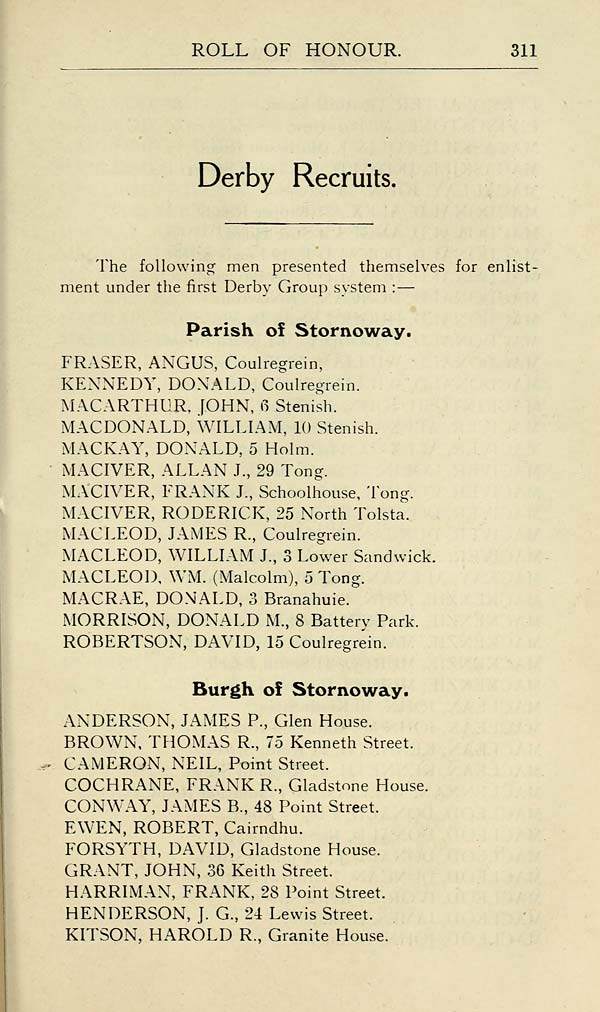 (317) Page 311 - Derby recruits -- Parish of Stornoway -- Burgh of Stornoway