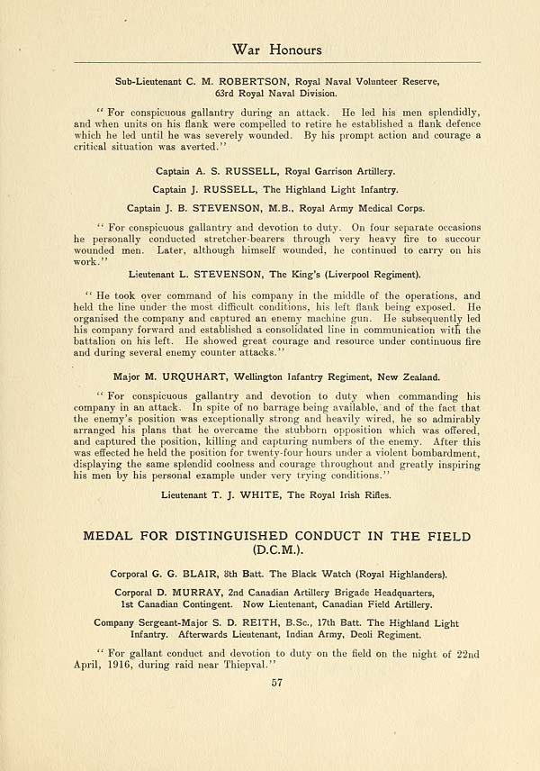 (61) Page 57 - Medal for Distinguished Conduct in the field (D.C.M.)