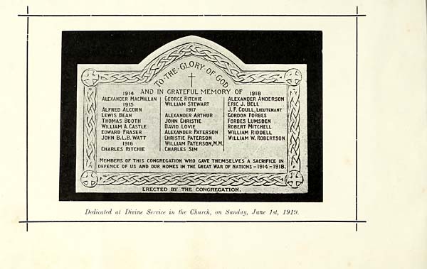 (6) Illustration - Dedicated at Divine Service in the Church, on Sunday, June 1st, 1919
