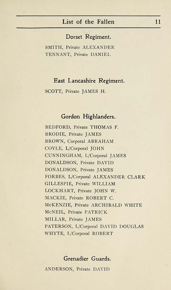 (15) Page 11 - Dorset Regiment -- East Lancashire Regiment -- Gordon Highlanders -- Grenadier Guards