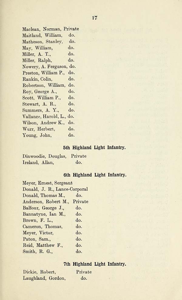 (19) Page 17 - 5th Highland Light Infantry -- 6th Highland Light Infantry -- 7th Highland Light Infantry