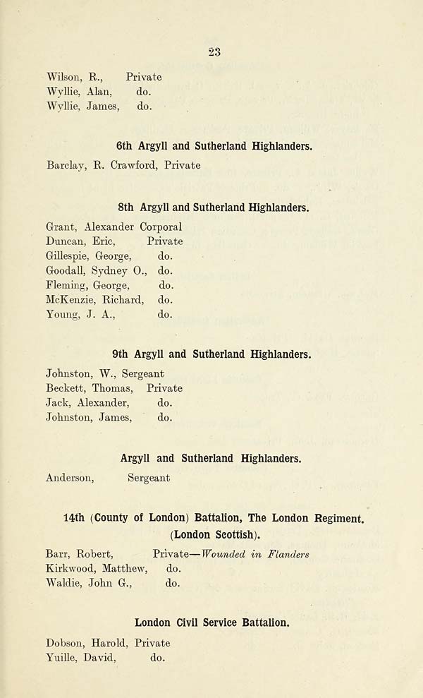 (25) Page 23 - 6th Argyll and Sutherland Highlanders -- Argyll and Sutherland Highlanders -- 14th (County of London) Battalion, The London Regiment, (London Scottish) -- London Civil Service Battalion