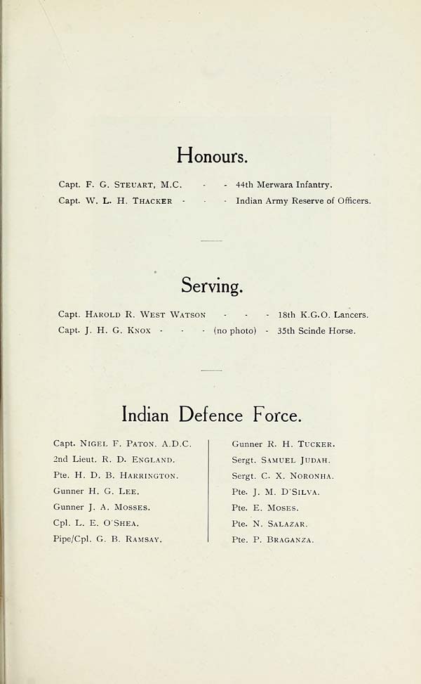 (437) [Page 425] - Honours; Serving; Indian Defence Force