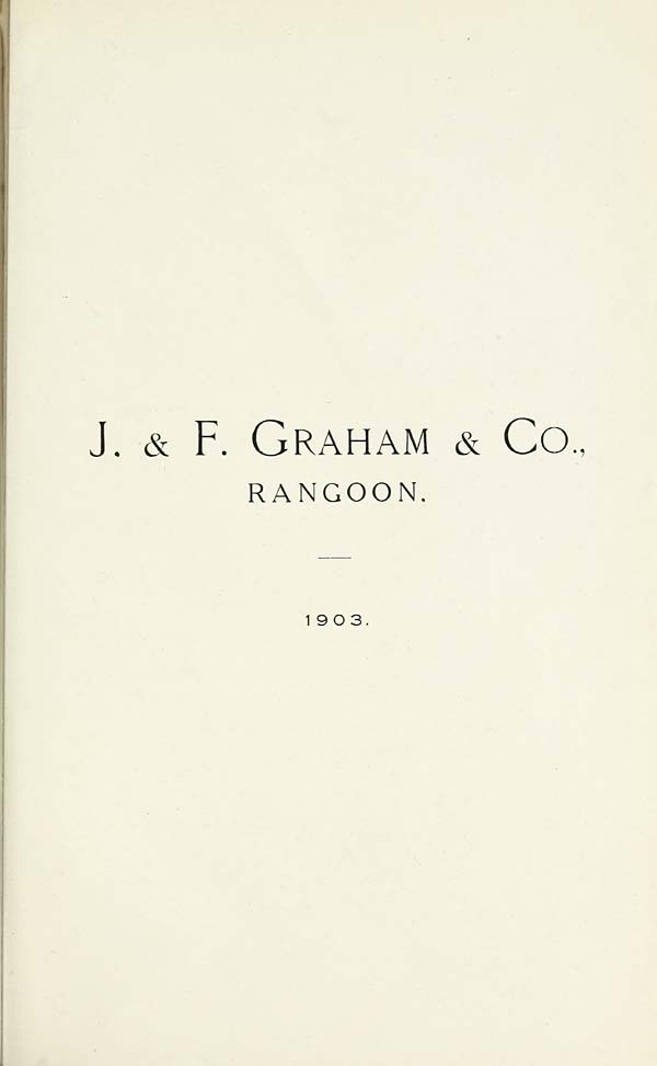 (535) [Page 523] - J. & F. Graham & Co., Rangoon, 1903