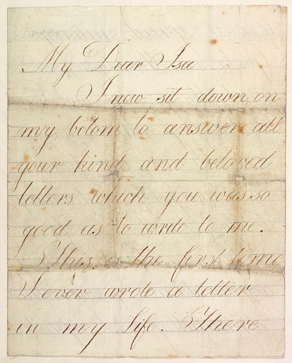 (1) Folio 1 recto - Incomplete letter of Marjory Fleming to her sister Isabella, ?1810, page 1