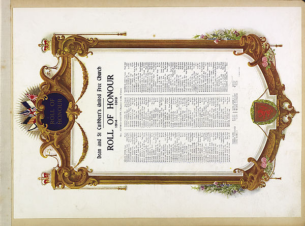 (7) Frontispiece - Dean and St. Cuthbert's United Free Church Roll of Honour, 1914-1919