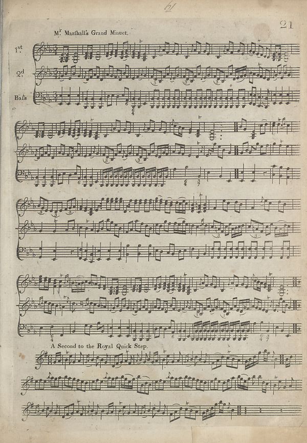 (29) Page 21 - Mr Marshall's Grand Minuet -- Second to the Royal Quick Step