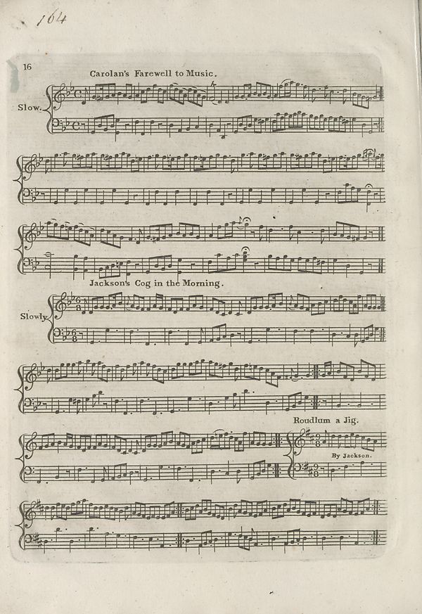 (22) Page 16 - Carolan's Farewell to Music -- Jackson's Cog in the Morning -- Roudlum