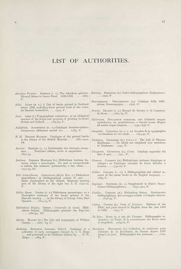 (11) Columns v and vi - List of authorities