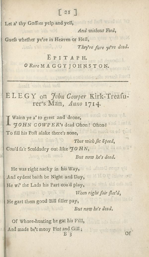 (49) Page 21 - Elegy on John Cowper kirk-treasurer's man, anno 1714