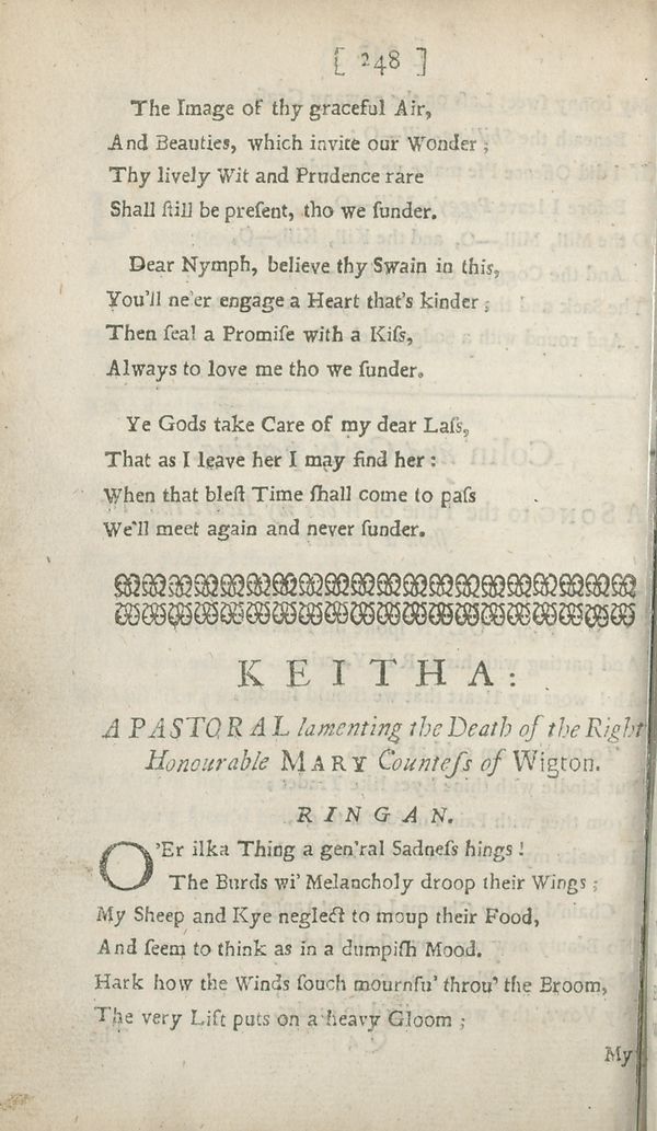 (276) Page 248 - Keitha: pastoral lamenting death of right honourable Mary countess of Wigton