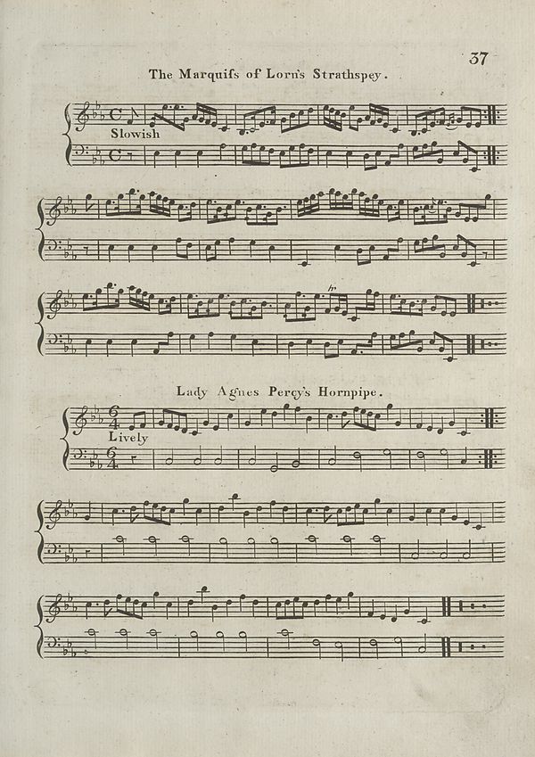 (47) Page 37 - Marwuiss of Lorns strathspey -- Lady Agnes Percy's hornpipe