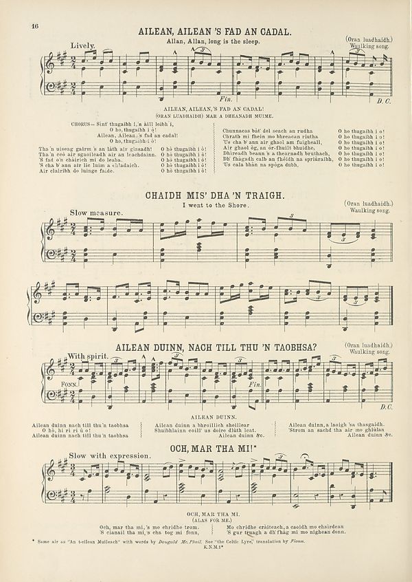 (184) Page 16 - Ailean, ailean's fad an cadal -- Chaidh mis' dha 'n traigh -- Ailean duinn nach till thu 'n taobhsa -- och mar tha mi