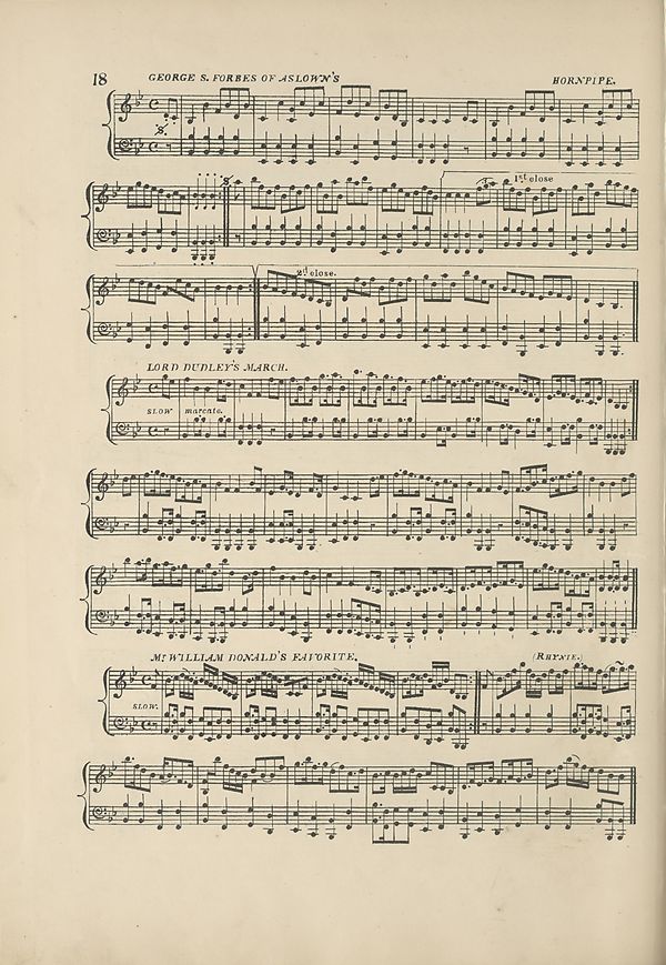 (30) Page 18 - George S Forbes of Aslown's hornpipe -- Lord Dudley's march -- Mr William Donald's favourite
