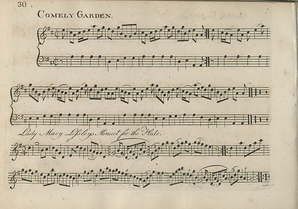 (40) Page 30 - Comely Garden -- Lady Mary Lesley's minuet for the Flute