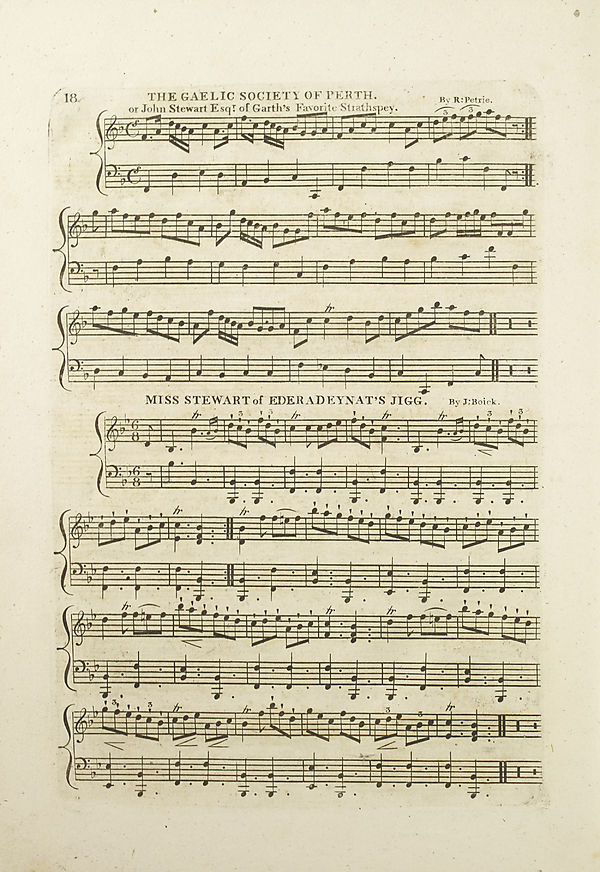 (24) Page 18 - Gaelic Society of Perth or John Stewart Esq. of Garth's favorite strathspey -- Miss Stewart of Ederadeynat's jigg