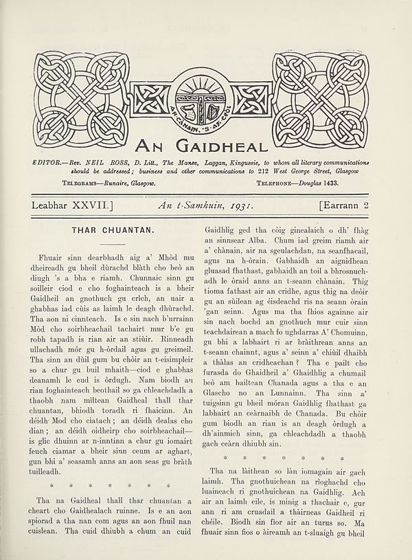 (31) Earrann 2, An t-Samhain, 1931 - 