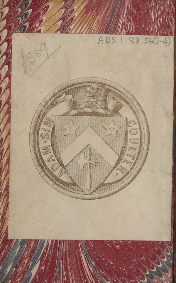 (2) Inside front cover, bookplate - 