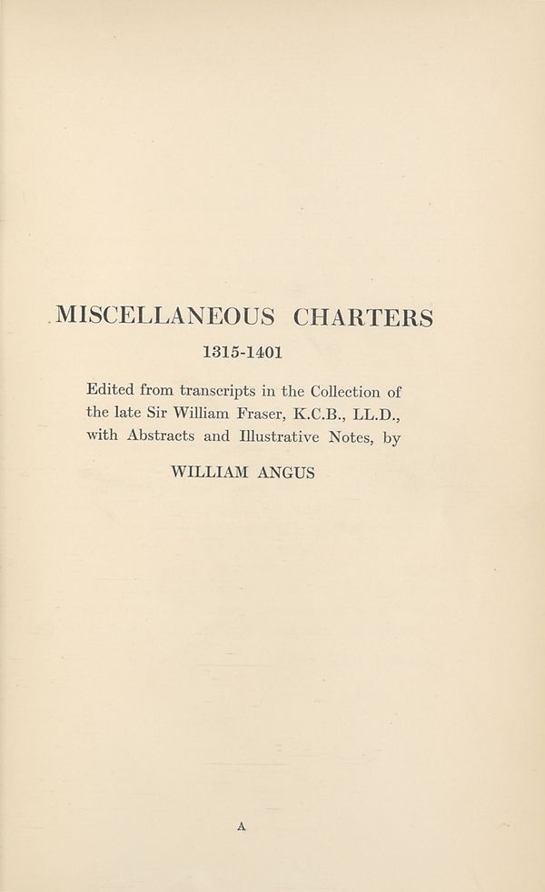 (14) Divisional title page - Miscellaneous charters, 1315-1401