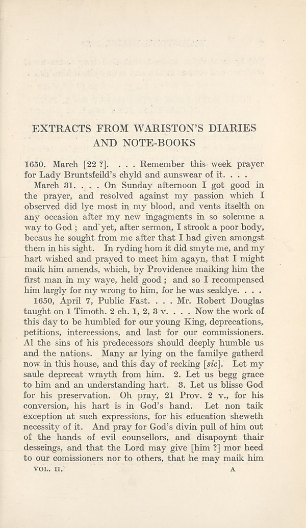 (58) [Page 1] - Extracts from Wariston's diaries and note-books