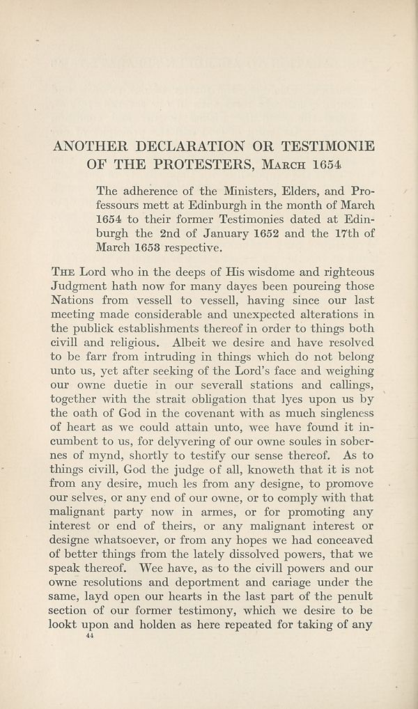 (73) Page 44 - Another declaration or testimonie of the Protestors, March 1654