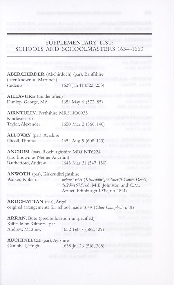 (406) Page 383 - Supplementary list: Schools and schoolmasters 1634-1660