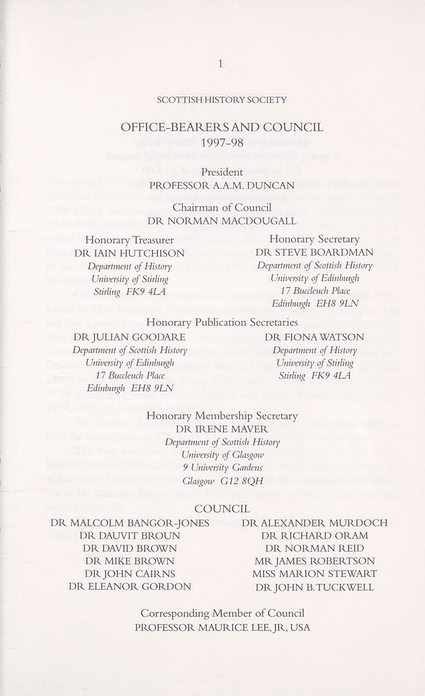 (246) [Page 1] - Office-bearers and Council 1997-1998