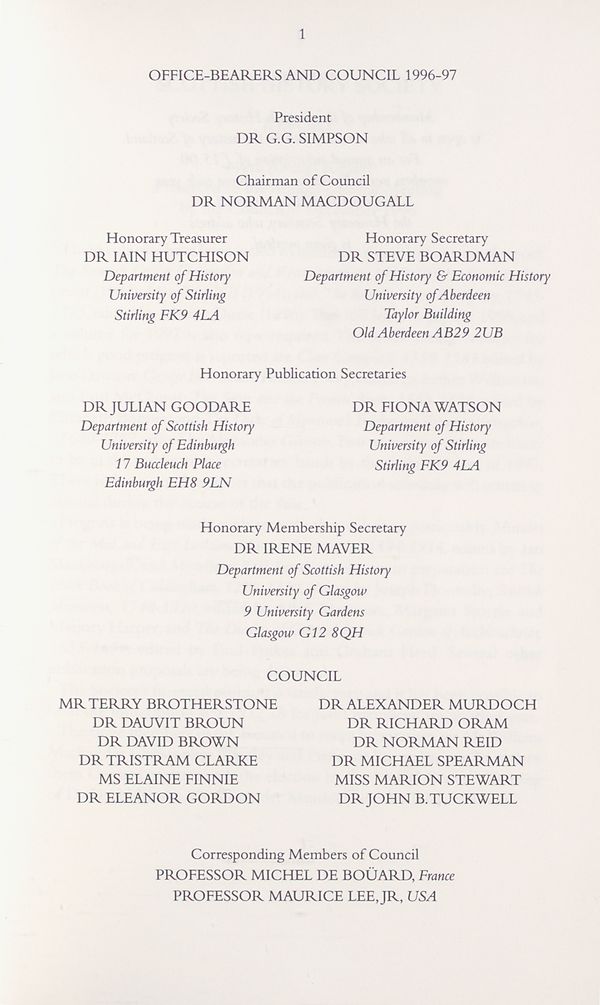(312) Page 1 - Office-bearers and Council, 1996-1997
