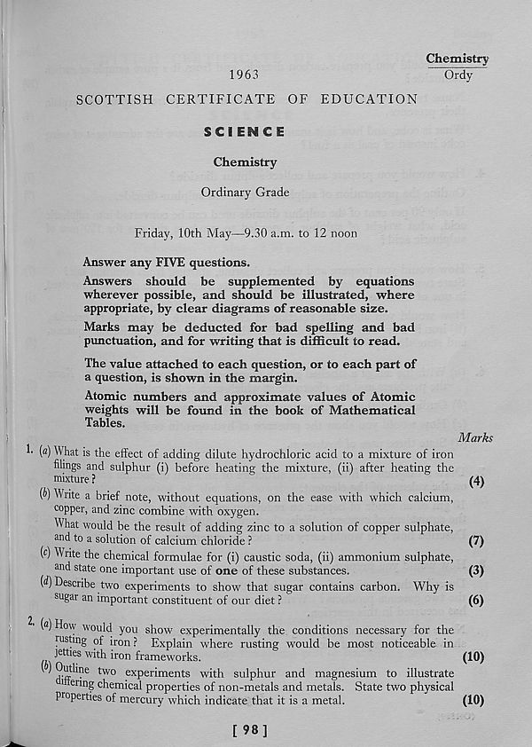 (387) Science, Ordinary Grade - Chemistry