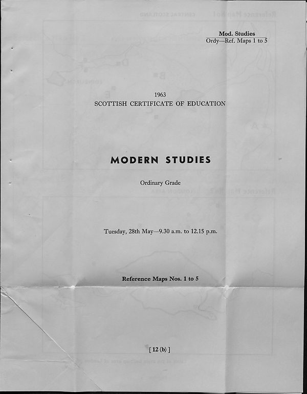 (612) Modern Studies (Ordinary Grade) - Reference Maps Nos. 1 to 5