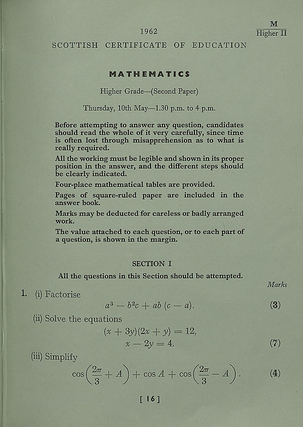 (97) Mathematics, Higher Grade - (Second Paper) 