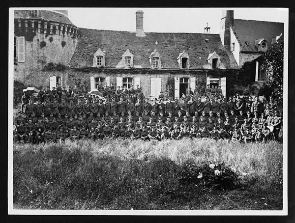(2) A.218 - Officers and men of a Field Ambulance somewhere in France