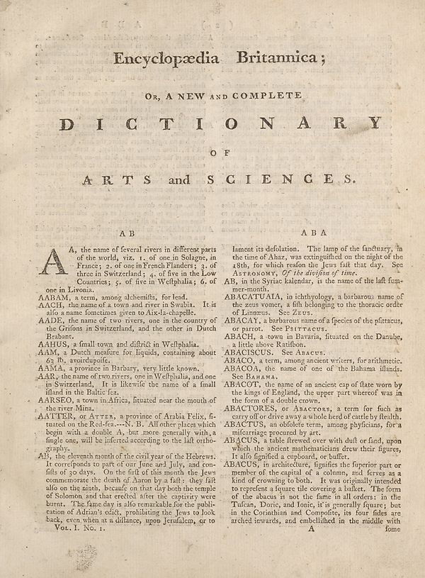 (15) Page [1] - AB - Encyclopaedia Britannica; Or, A Dictionary Of Arts ...