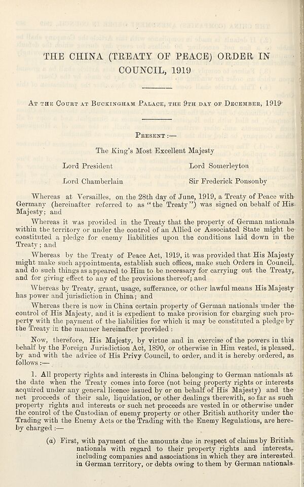 (422) [Page 370] - China (Treaty of Peace) Order in Council, 1919