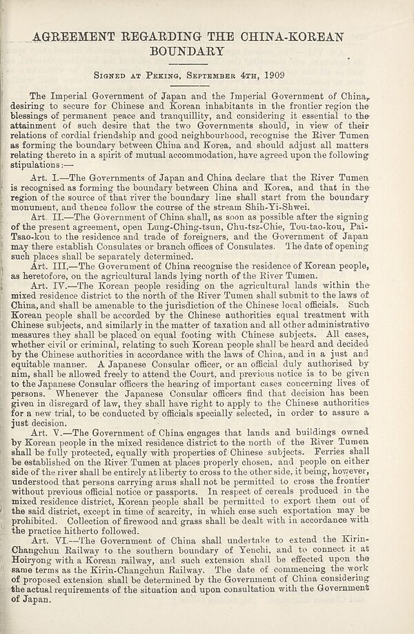 (303) [Page 249] - Agreement regarding the China-Korean boundary