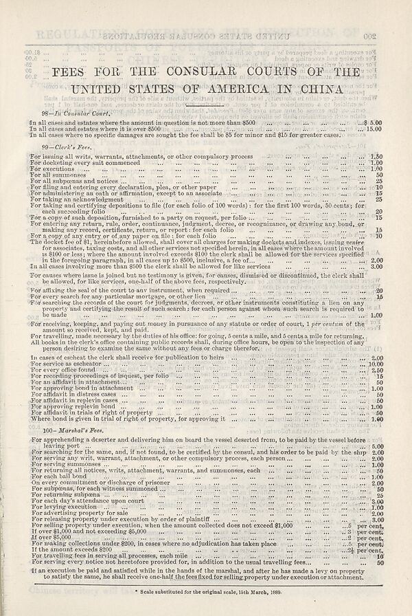 (235) [Page 199] - Fees for the Consular Courts of the United States of America in China