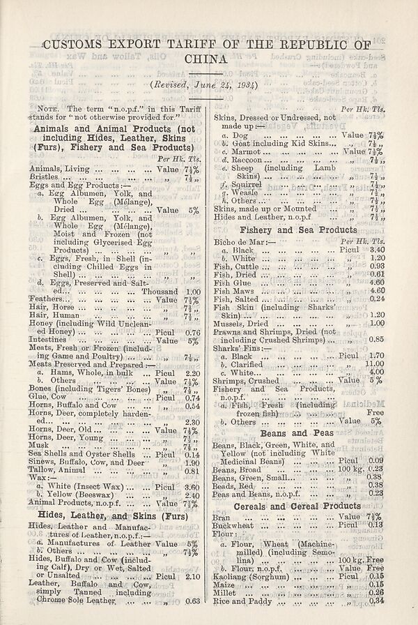 (239) [Page 203] - Customs export tariff of the Republic of China