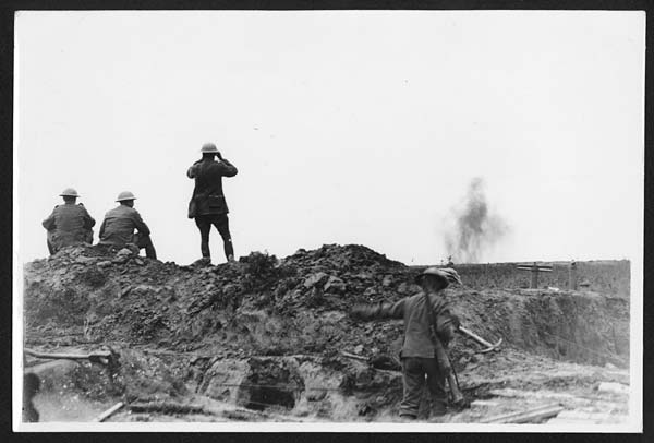 (294) C.2066 - Tommies watching the shelling near Wancourt