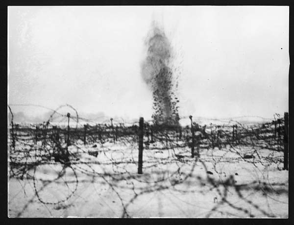(60) C.1201 - Shell bursting on front line trench