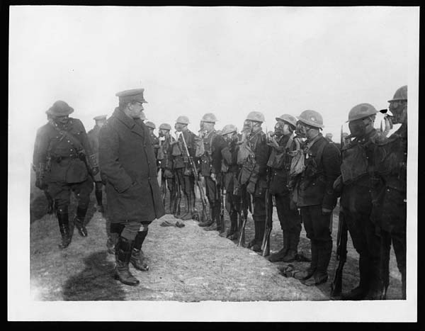 (3) C.1240 - Inspection of a Canadian Battalion with their gas helmets on