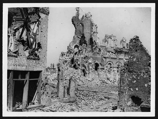 (78) D.3082 - All that is left of Merville Church which town we again occupy