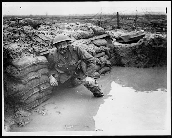 (499) D.717 - Flooded dug-out in front line trench