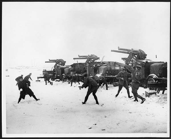 (519) D.757 - After duty, anti-aircraft gunners indulge in the old-time winter sport