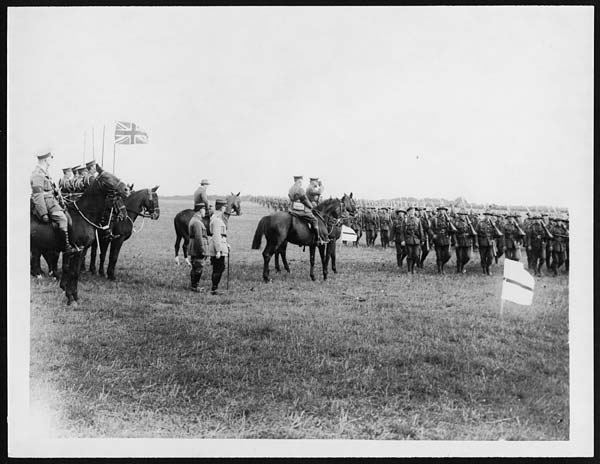 (28) H.230 - Troops being inspected by Winston Churchill, during World War I