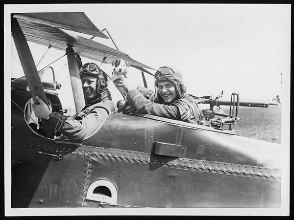 (16) N.397 - Cheery pilot and observer with their mascot pup ready for a flight over the German lines