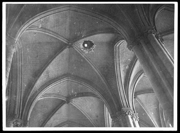(36) N.434 - Showing the hole in the roof through which the first shell to strike the Cathedral entered