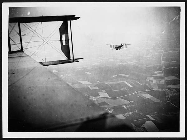(69) N.510 - Up in the air in a Handley-Page, showing another Handley-Page making for the enemy's lines