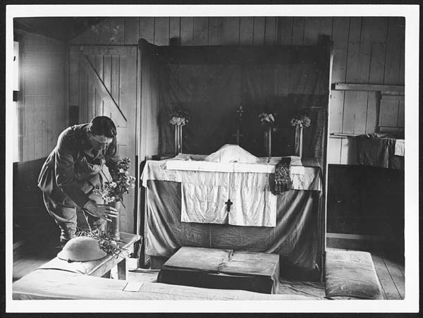 (70) N.513 - Padre decorating the altar in his 'Church' in the line