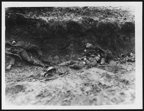 (25) X.32066 - Common scene in a German trench after our men had been over