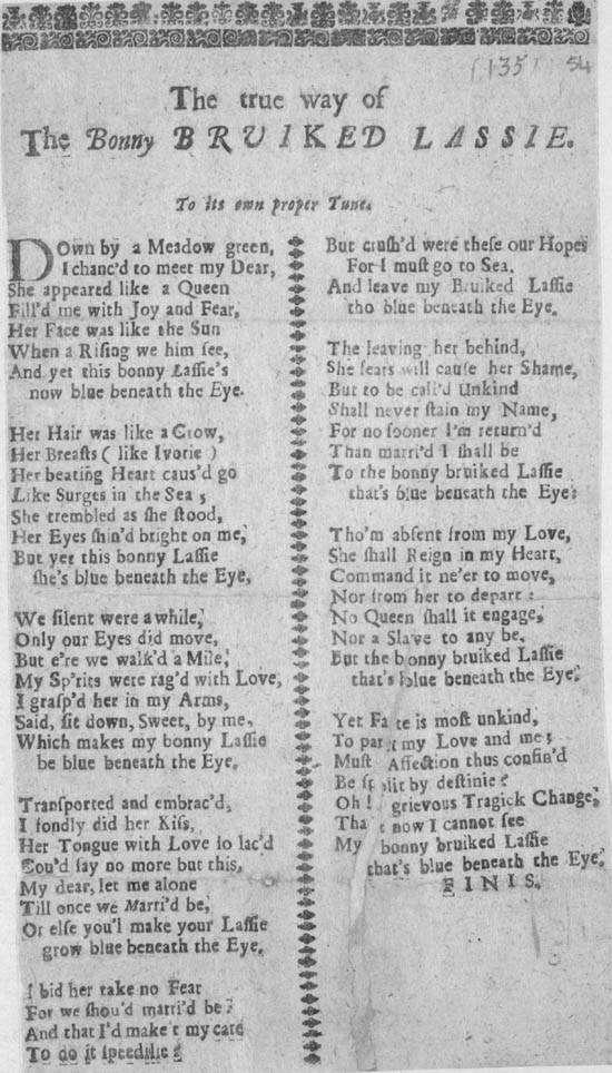 Broadside Ballad Entitled The True Way Of The Bonny Bruiked Lassie Hi, i'm johnny stash / and i'm black lassie, fat and sassy she started poor, aw but now she's rich. digital gallery national library of scotland